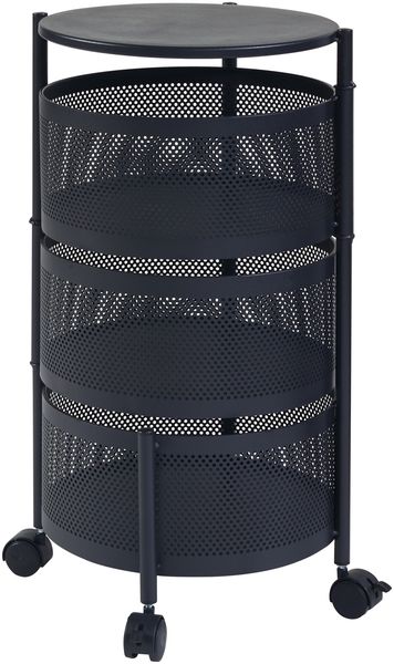 Rollwagen Steigen mit 3 Ebenen 59,5xØ33cm Schwarz [en. casa] Bild 2