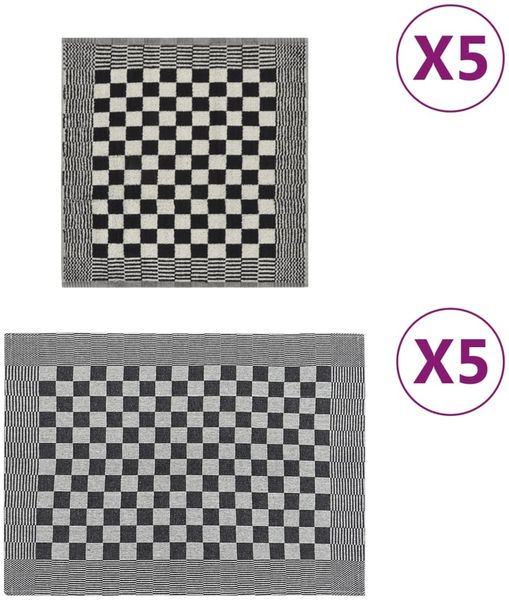 vidaXL 10-tlg. Handtuch-Set Schwarz und Weiß Baumwolle 136291