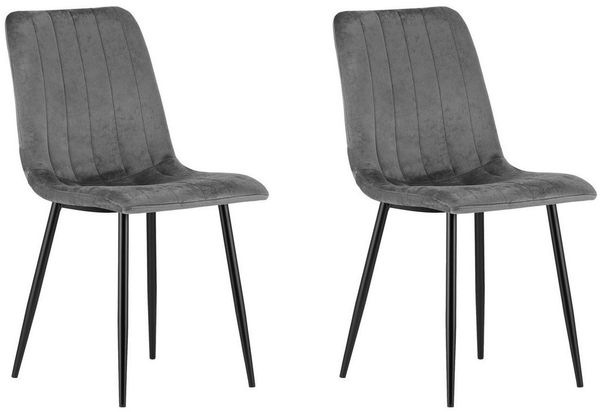 Home Collective Esszimmerstuhl 1er, 2er, 4er Set Polsterstuhl Stuhl Wohnzimmerstuhl (Stuhl Bequemes und strapazierfähiges Design, 90 cm Höhe, 120 kg Belastbarkeit, 2 St), mit grauem Samtsitz und schwarz lackierten Metallbeinen 2er Set