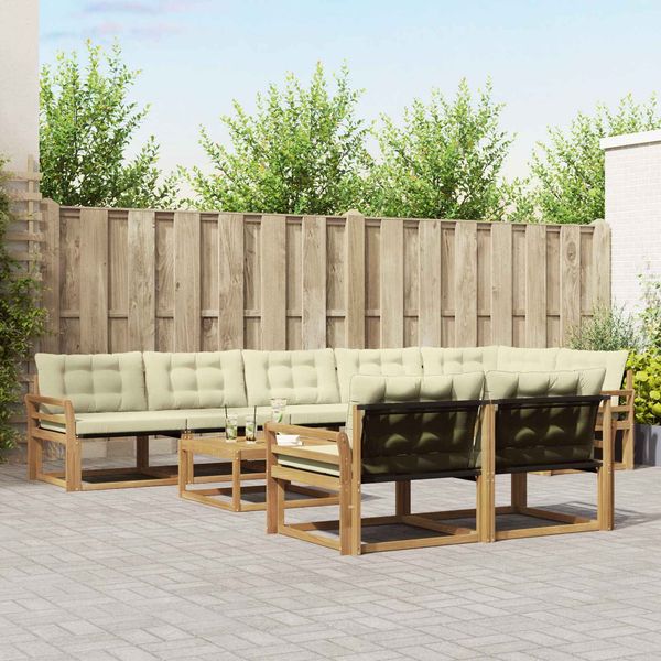 vidaXL Outdoor-Sofagarnitur 9 pcs Weiß und Creme 79 x 79 x 37 cm 3388828