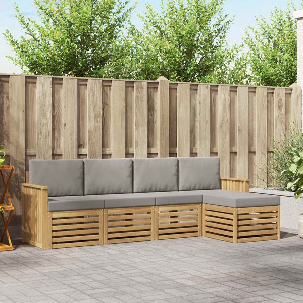vidaXL Outdoor-Sofagarnitur 5 pcs Weiß und Hellgrau 3391671