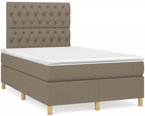 vidaXL Boxspringbett mit Matratze & LED Taupe 120x190 cm Stoff 3270271