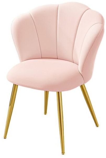 VASAGLE Esszimmerstuhl Schminktisch Sessel aus Samt mit Blütenblatt-Rückenlehne 62,5 x 60 x 80 cm Rosa