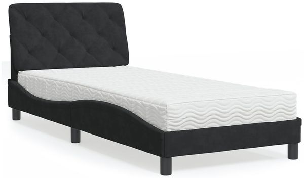 vidaXL Bett mit Matratze Schwarz 90x190 cm Samt 3208630