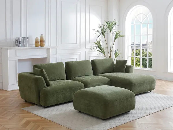 Vente-unique - TINDRALO Pouf Stoff Grün - B 86 cm x H 43 cm x L 86 cm