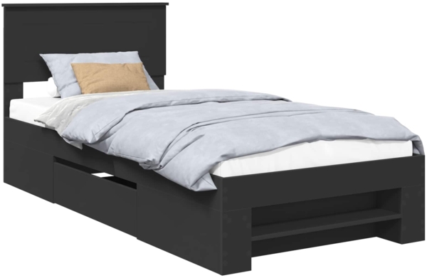vidaXL Bettrahmen mit Kopfteil Schwarz 90 x 200 cm Holzwerkstoff 3408796