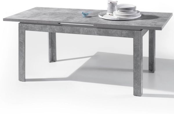 Esstisch >Stone< in beton weiß abgesetzt, Holzwerkstoff - 140x76x80cm (BxHxT)