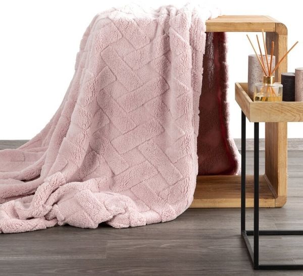 Wohndecke CARO Design91 Karierte Kuscheldecke ideales Geschenk Weiche warme Decke 150x200 cm rosa