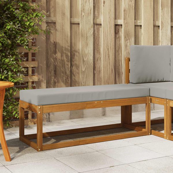 vidaXL Hocker Bank mit Kissen Natürlich und Hellgrau 115 x 43 x 37 cm 900671