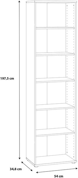 Regal >TEMPRA2< 5 Böden, in Weiss - 54x197,5x34,8cm (BxHxT) Bild 4