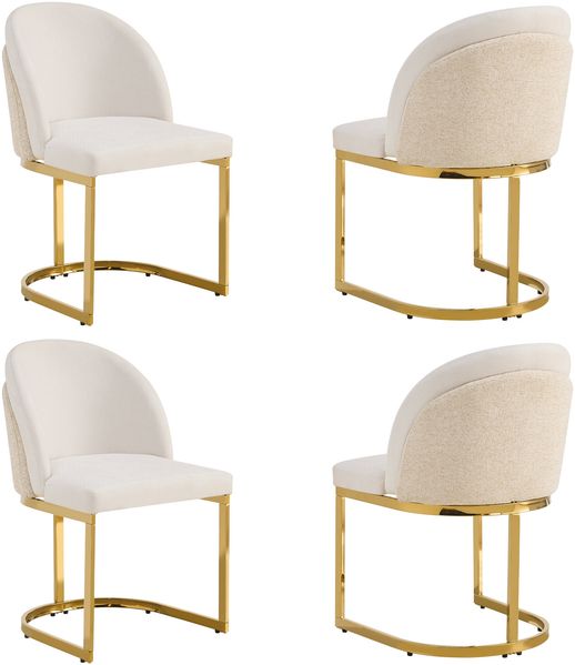 Merax 4er Set Polsterstühle, Esszimmerstühle, (Set, 4 St), bequem und atmungsaktiv, goldfarben galvanisierte Stuhlbeine, Chenille-Stoff, Beige + Gold