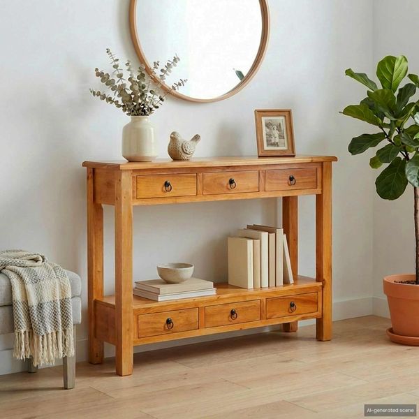 vidaXL Konsolentisch Natur 115 x 32 x 76 cm Massives Mahagoni Holz 42009939