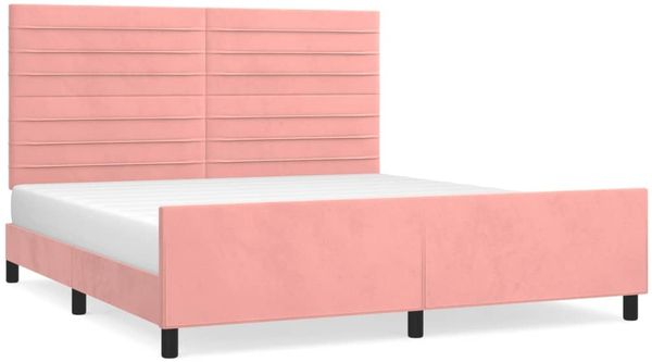 Doppelbett, Bettgestell Modernen mit Kopfteil Rosa 160x200 cm Samt d1087e