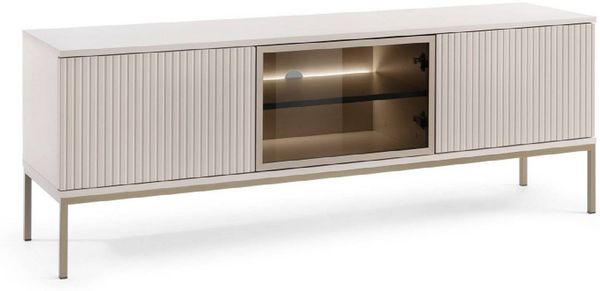 yourhouse24 TV-Schrank SANTIA 154 cm LED-Fach Lamellen Kaschmir Beige Gold