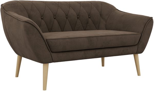 Polstersofa PIRS 2 Skandinavisches Sofa 2-Sitzer, Sofa mit Wellenfederung, Breite 140 cm, Buche Füße Hoher Sitzkomfort - Braun Velvet Bild 6