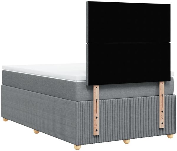 vidaXL Boxspringbett mit Matratze Hellgrau 120x190 cm Stoff 3291988 Bild 6