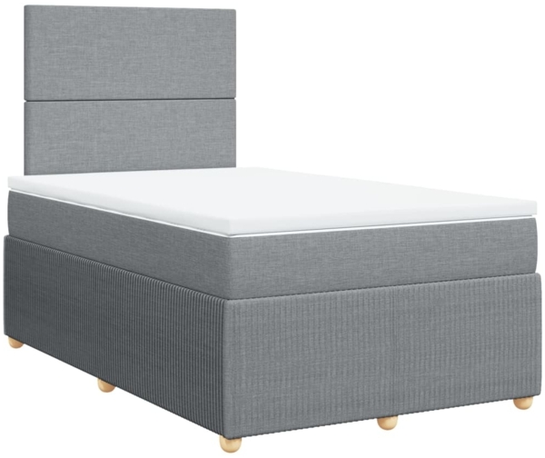 vidaXL Boxspringbett mit Matratze Hellgrau 120x190 cm Stoff 3291988