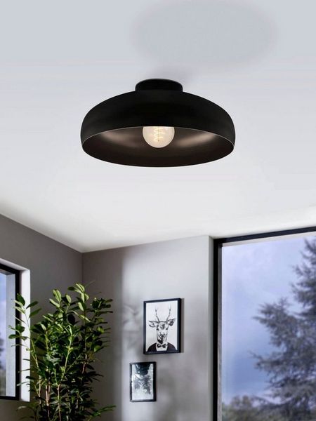 Eglo 43637 Deckenleuchte MOGANO E27 1X40W Stahl schwarz H:17cm Ø:40cm dimmbar