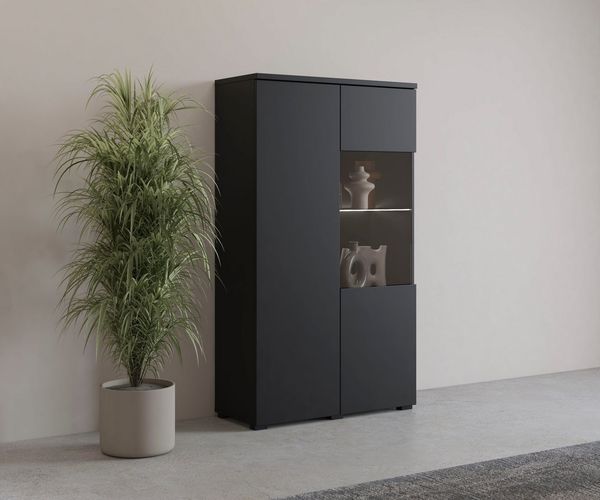 OTTO home Vitrine Modo, Breite 80 cm, moderner griffloser Vitrineschrank Vitrine mit viel Stauraum, Einlegeböden verstellbar, Glastür