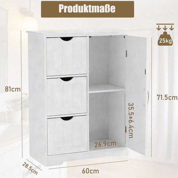 SURFOU Badkommode Badezimmerschrank Badezimmer-Aufbewahrungsschränke (mit großer Schublade), mit verstellbaren Regalen für Badezimmer, Wohnzimmer, Schlafzimmer