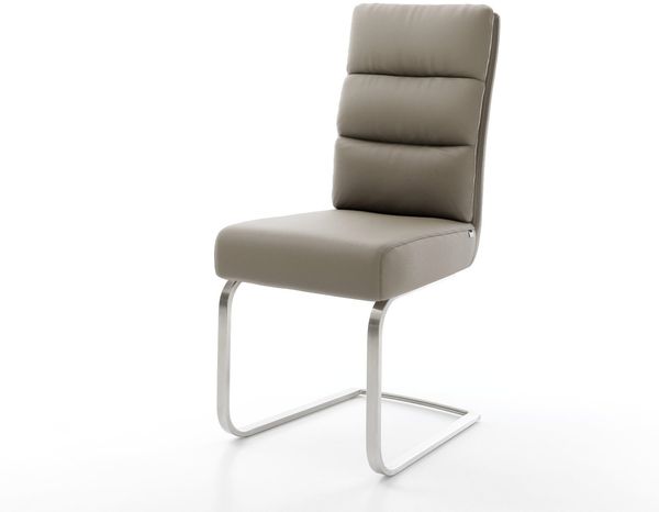 Freischwinger Pela-Flex Echt-Leder Schlamm Freischwinger flach Edelstahl Taschenfederkern