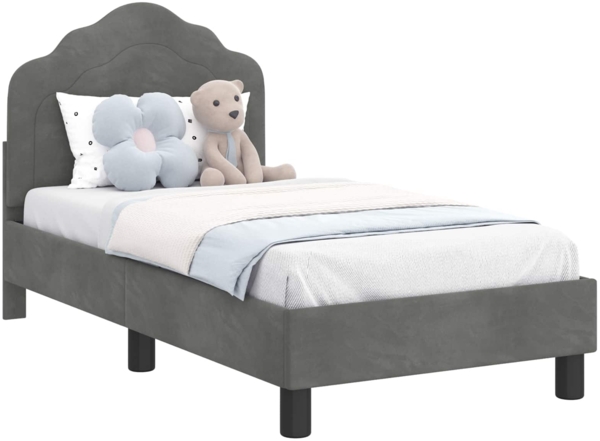 vidaXL Kinderbettgestell mit Kopfteil Dunkelgrau 70x140 cm Samt 42010930