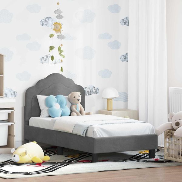 vidaXL Kinderbettgestell mit Kopfteil Dunkelgrau 70 x 140 cm Samt 42010930
