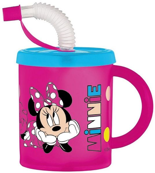 Geda Labels GmbH Trinklernbecher Minnie mit Strohhalm, 1-tlg, PP, Pink, 210ml, spülmaschinengeeignet