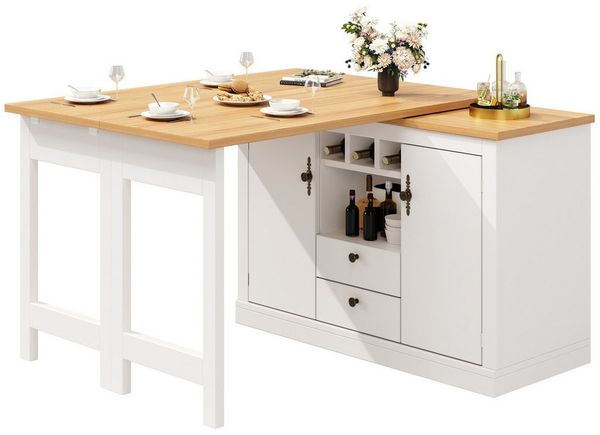 REDOM Bartisch Ausziehbarer Bartisch (mit 360° Drehfunktion, Stauraum & 120–180 cm Verlängerung, 1-St, 120-180 cm)