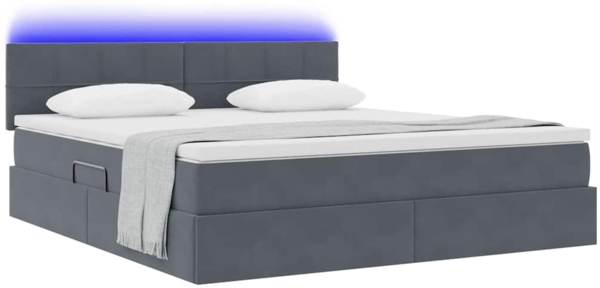 vidaXL Bett mit LED-Lichtleisten Dunkelgrau 180 x 200 cm Samt 3371410 Bild 2