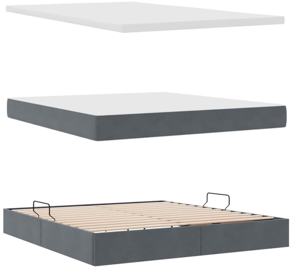 vidaXL Bett mit LED-Lichtleisten Dunkelgrau 180 x 200 cm Samt 3371410 Bild 8