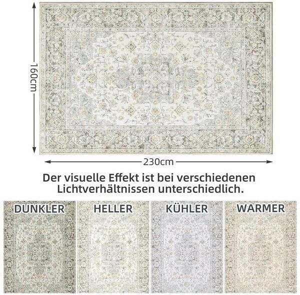 LuxusKollektion Teppich Teppich Wohnzimmer Kurzflor waschbar 160 x 230 cm (Rechteckig) Beige