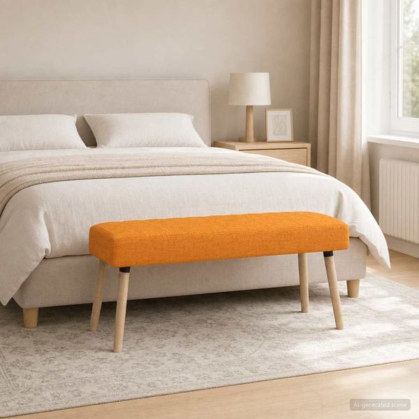 vidaXL Kanalgepolsterte Bank Dunkelgelb 110 x 40 x 46 cm Stoff 42038496