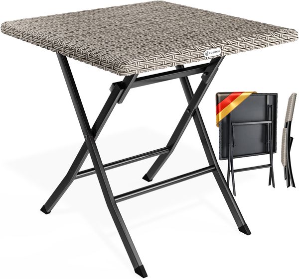 CASARIA® Gartentisch Wetterfest Polyrattan Creme