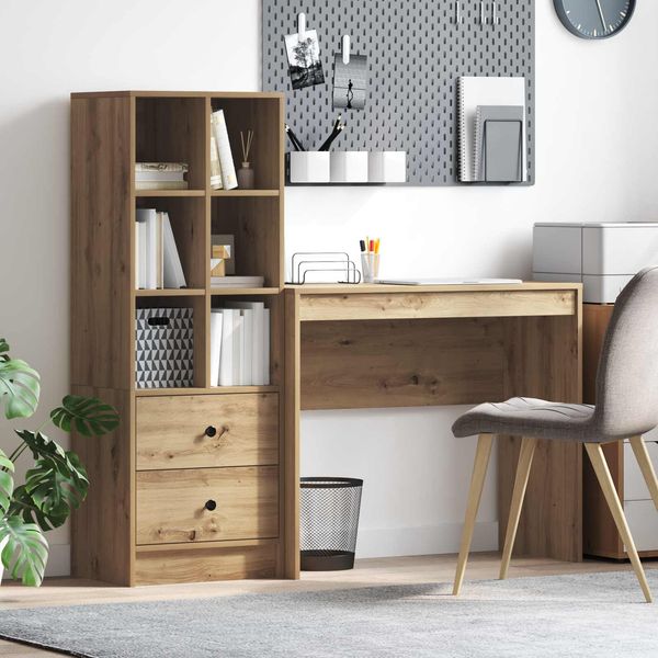 vidaXL Schreibtisch mit Schubladen mit Regal 2 pcs Artisan-Eiche 3337328