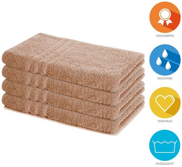Lavea Handtuch Handtücher Set Elena Frottee 50x100 cm, Gästetücher, 100% Baumwolle (4er Set), 500 g/m² Frottier, weich & saugstark, pflegeleicht Bild 2