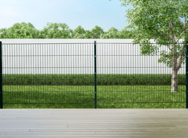 Garden 'N' More Einzelstabmattenzaun Set standard, 125 cm hoch, grün, 5 Elemente für 10 m, 6 Pfosten