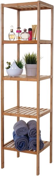 Badregal HWC-B18, Badezimmer Badschrank Standregal, Bambus ~ 140x34x33cm