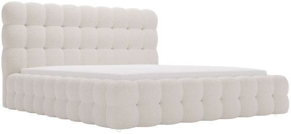 GRAINGOLD Twist Polsterbett 140x200, Doppelbett mit Bettkasten und Lattenrost, Bouclé-Stoff, Beige Bild 2