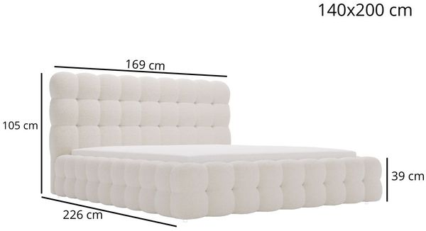 GRAINGOLD Twist Polsterbett 140x200, Doppelbett mit Bettkasten und Lattenrost, Bouclé-Stoff, Beige Bild 7