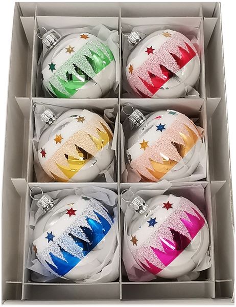 Nostalgie Weihnachtskugel-Set Sternenhimmel Ø 6cm - Schatzhauser Christbaumschmuck, Lauschaer Glaskunst