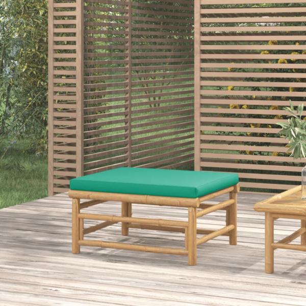 vidaXL Gartenhocker mit Grünem Kissen Bambus 362295