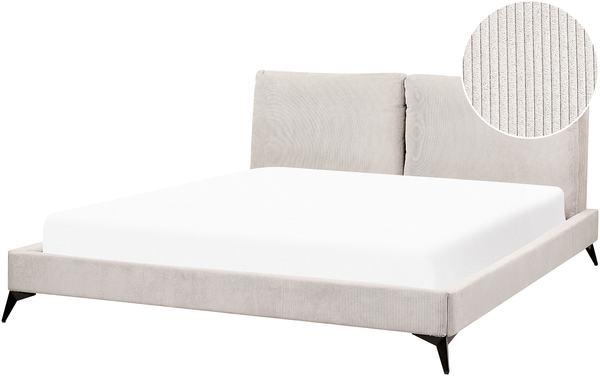 Bett mit Lattenrost MELLE 180 x 200 cm Cord Helles Beige