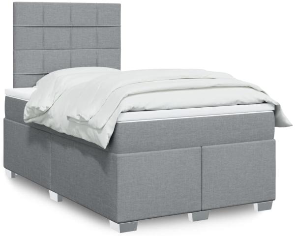 vidaXL Boxspringbett mit Matratze Hellgrau 120x200 cm Stoff 3292755