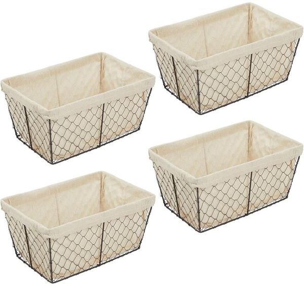 mDesign Drahtkorb Aufbewahrung Ablage Organizer Stoff 4er-Set Metall Bronze