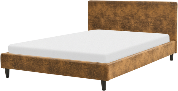 Bett mit Lattenrost FITOU 140 x 200 cm Kunstleder Braun