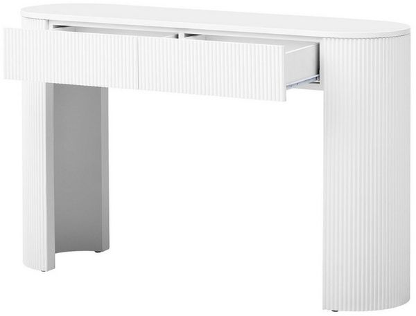 BlingBin Konsolentisch Schmaler Beistelltisch Flurtisch (1-St, mit 2 Schubladen, geschwungener Front und verstellbaren Fußpolstern), 120×33×76 cm, für Diele, Flur, Wohnzimmer