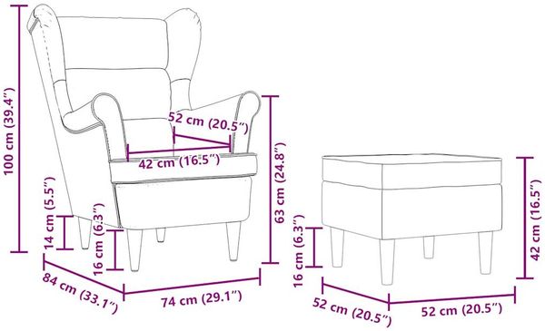 vidaXL Sessel mit Fußhocker Dunkelbraun Stoff 3307993 Bild 11