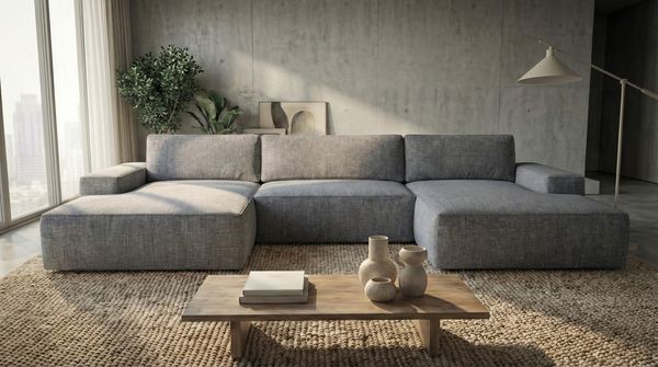 Ecksofa EINAR 362x170 cm mit Schlaffunktion, Bonellfederkern und Bettkasten, Farbe: Grau