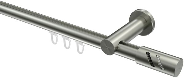 Innenlauf-Gardinenstangen-Set Platon Zoena 300 cm (geteilt in 3 x 100 cm), 1-läufig, 20 mm Ø Edelstahl-Optik